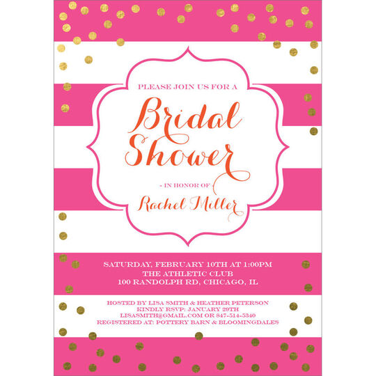 Pink with Gold Confetti Bridal Shower Invitations